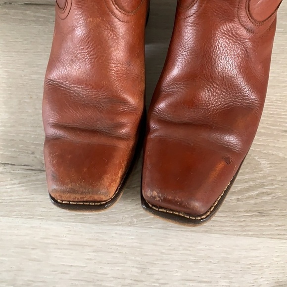 Vintage Dingo leather Boots 9 1/2 EW made in USA brown western cowboy festival - Picture 3 of 16